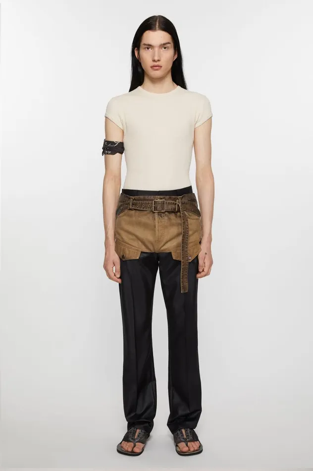Acne Studios Wool Blend Trousers Blackblack Men Trousers
