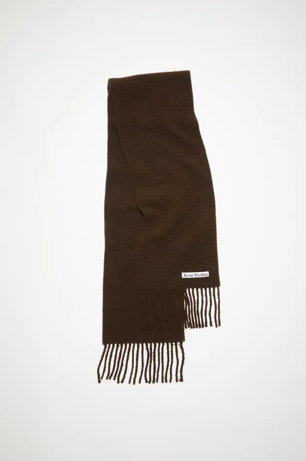 Acne Studios Wool Fringe Scarf Chocolate Brown Men Scarves
