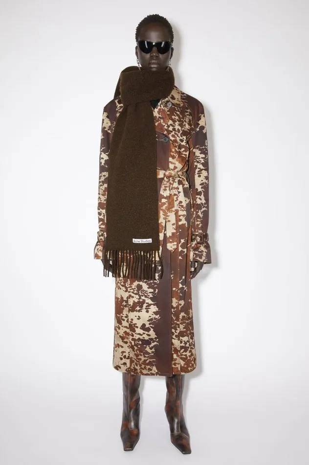 Acne Studios Wool Fringe Scarf Chocolate Brown Men Scarves