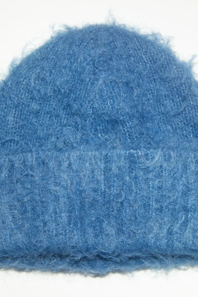 Acne Studios Wool Mohair Beanie Denim Blue Women Hats