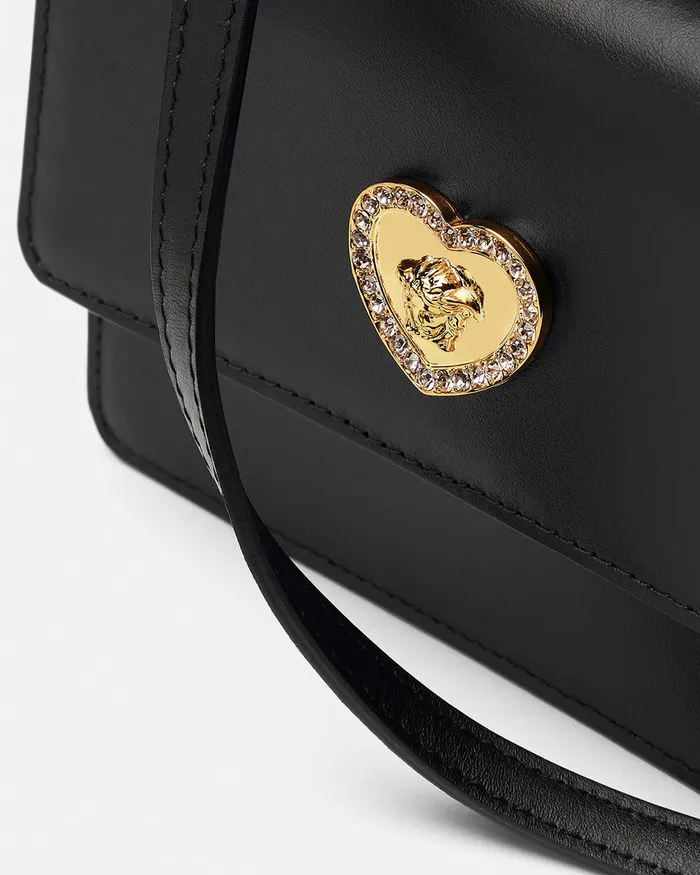 Bags and Accessories Kids Versace Heart La Medusa Crossbody Bag Blackgold