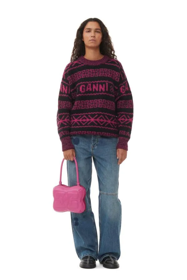 Bags GANNI Shoulder Pink Butterfly Top Handle Bag Shocking Pink