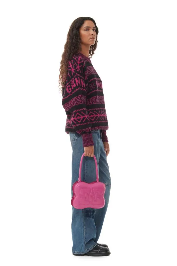 Bags GANNI Shoulder Pink Butterfly Top Handle Bag Shocking Pink