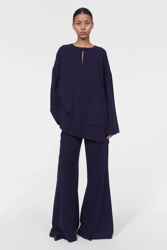 Beale Drape Top Midnight Blue Women Rodebjer Tops