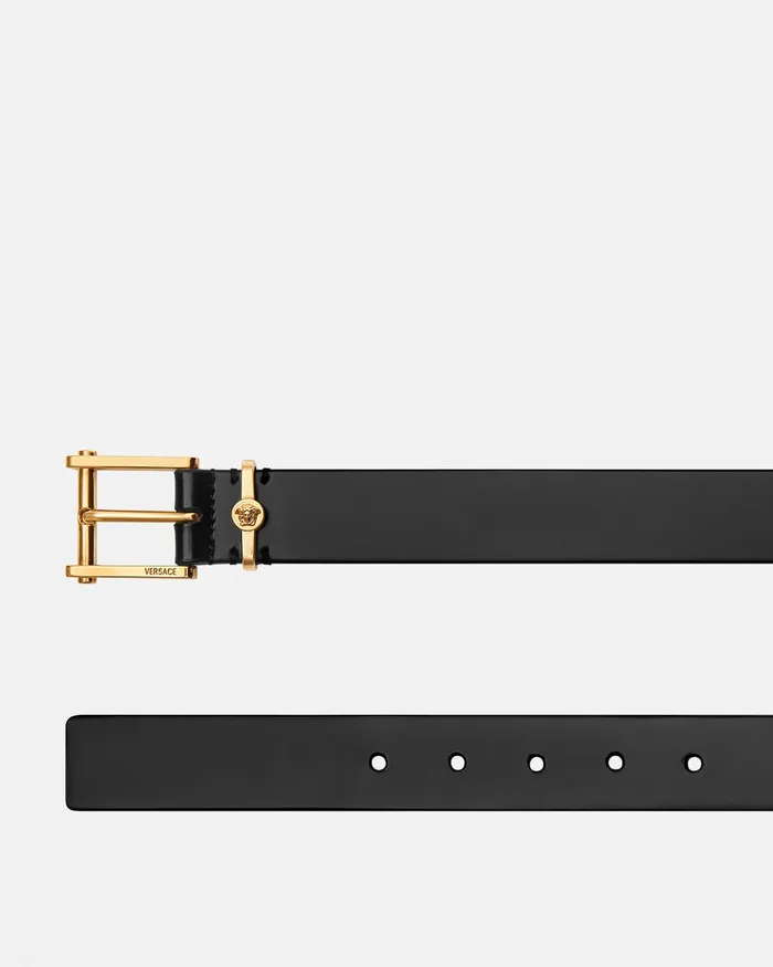 Belts Men Versace Column Leather Belt 3 Cm Blackgold
