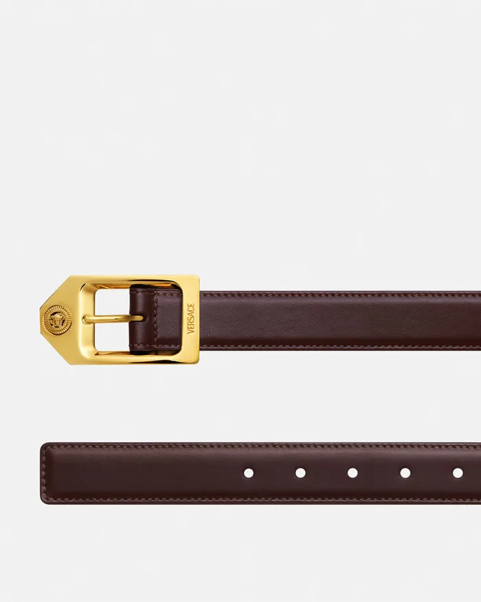 Belts Men Versace Medusa Biggie Leather Belt 12034 Browngold