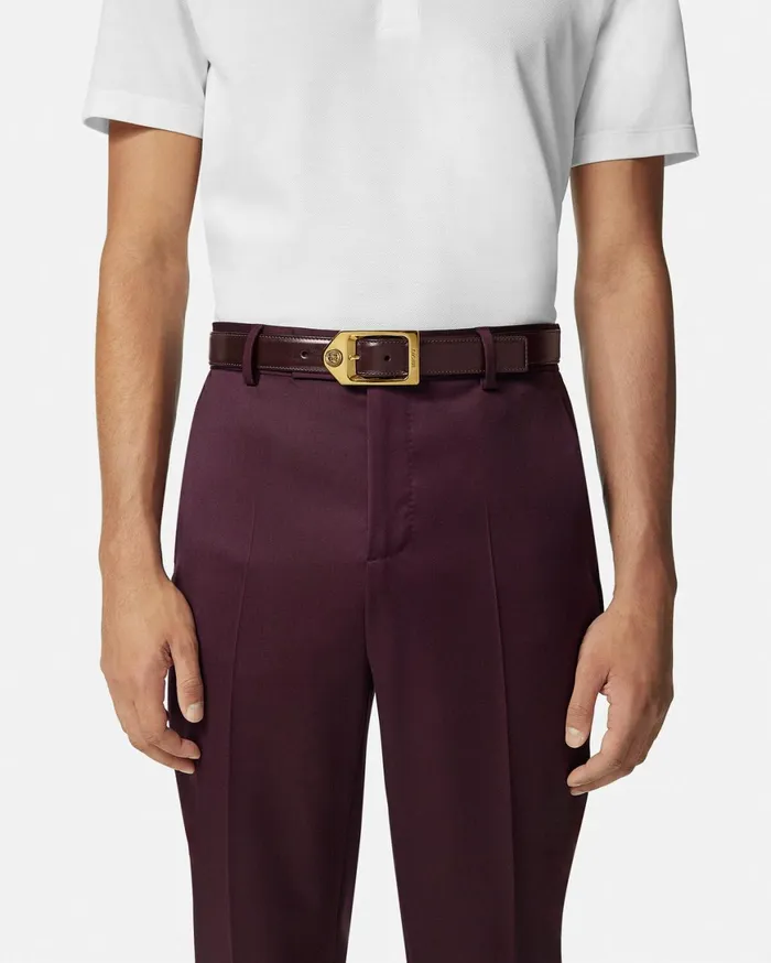 Belts Men Versace Medusa Biggie Leather Belt 12034 Browngold