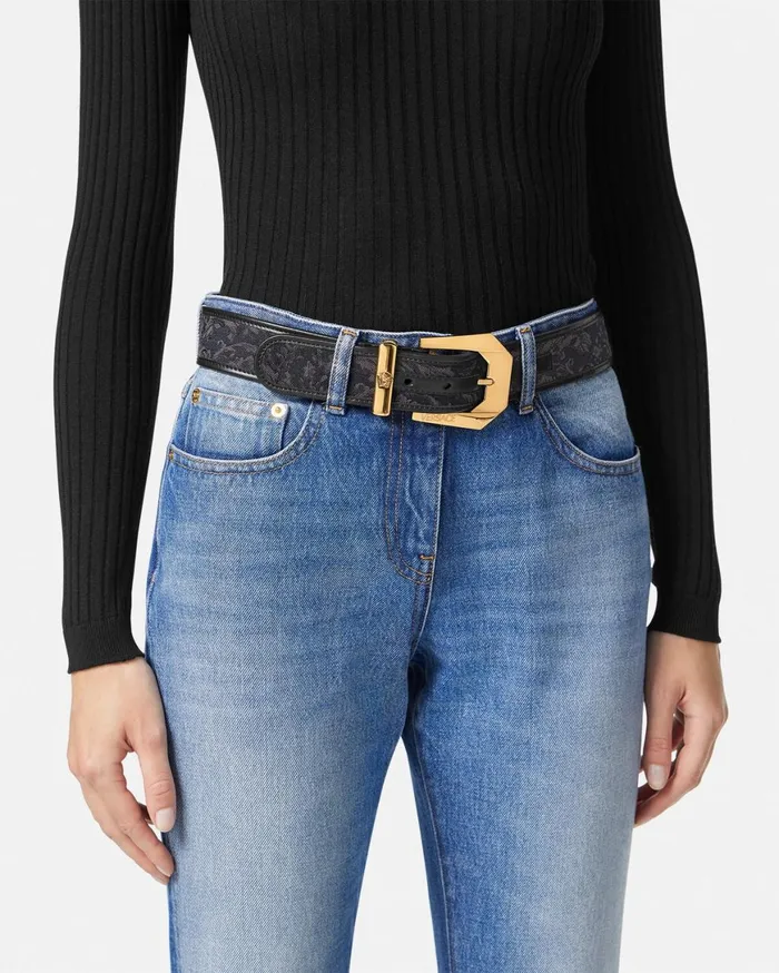 Belts Women Versace Medusa Heritage Barocco Jacquard Belt 4 Cm Blackprint