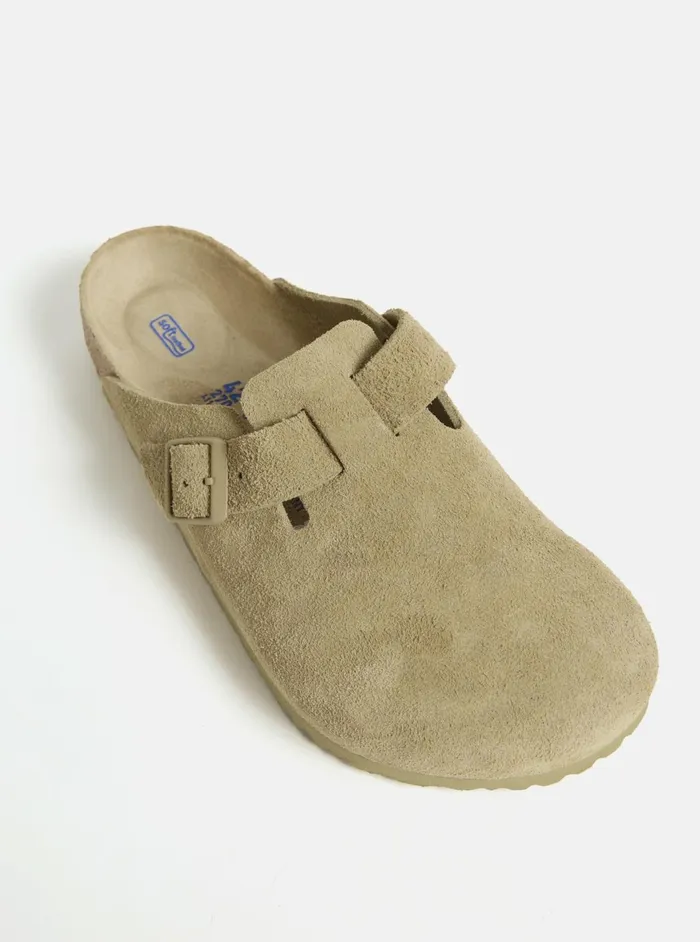 Birkenstock Boston Soft Foot Bed In Faded Khaki Suede Men Universal Works Footwear