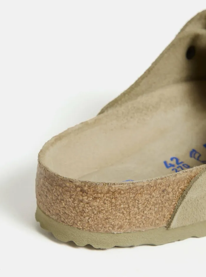 Birkenstock Boston Soft Foot Bed In Faded Khaki Suede Men Universal Works Footwear