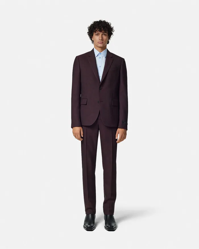 Blazers and Suits Men Versace Barocco Jacquard SingleBreasted Blazer Brown