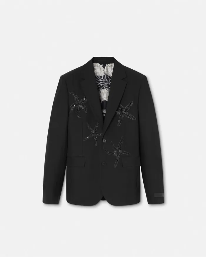 Blazers and Suits Men Versace Embellished MohairBlend Blazer Black