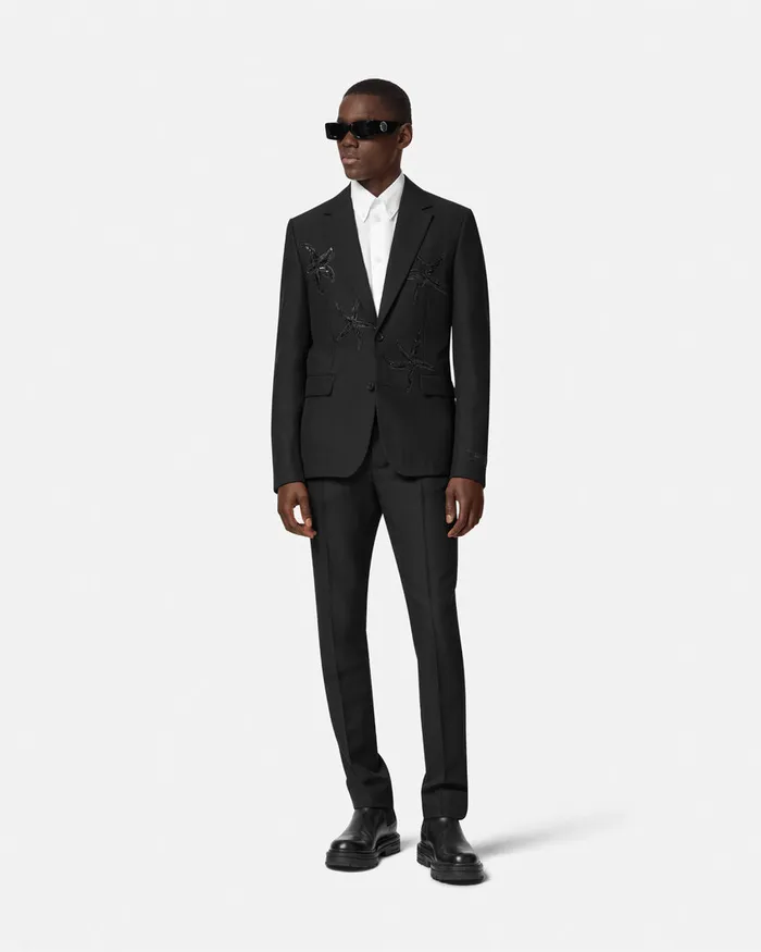 Blazers and Suits Men Versace Embellished MohairBlend Blazer Black