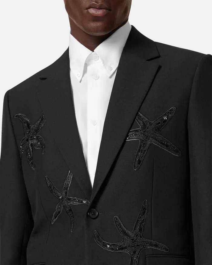 Blazers and Suits Men Versace Embellished MohairBlend Blazer Black