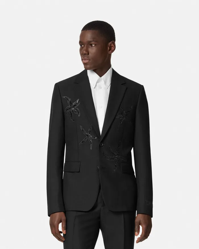 Blazers and Suits Men Versace Embellished MohairBlend Blazer Black