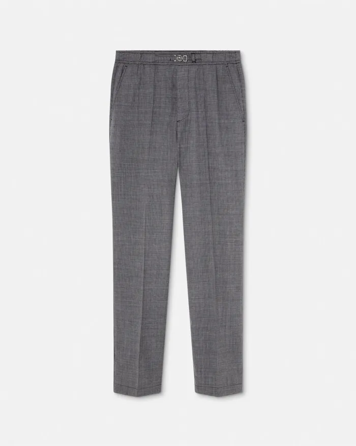 Blazers and Suits Men Versace Houndstooth Wool Pants Gray