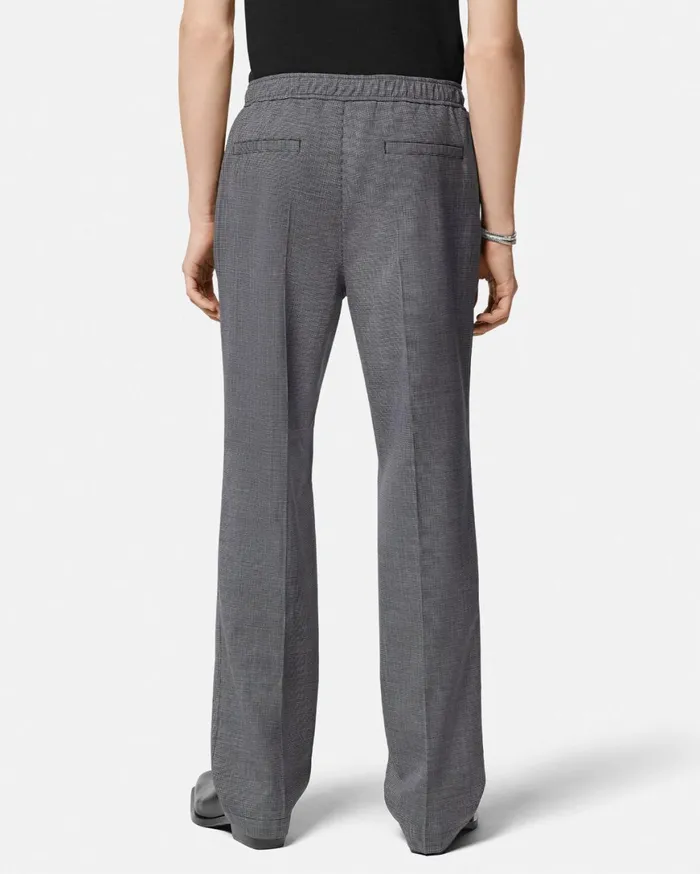 Blazers and Suits Men Versace Houndstooth Wool Pants Gray