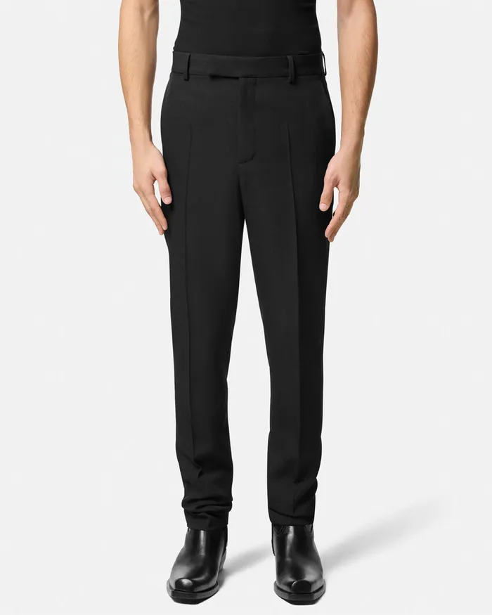 Blazers and Suits Men Versace Light Wool Formal Trousers Black