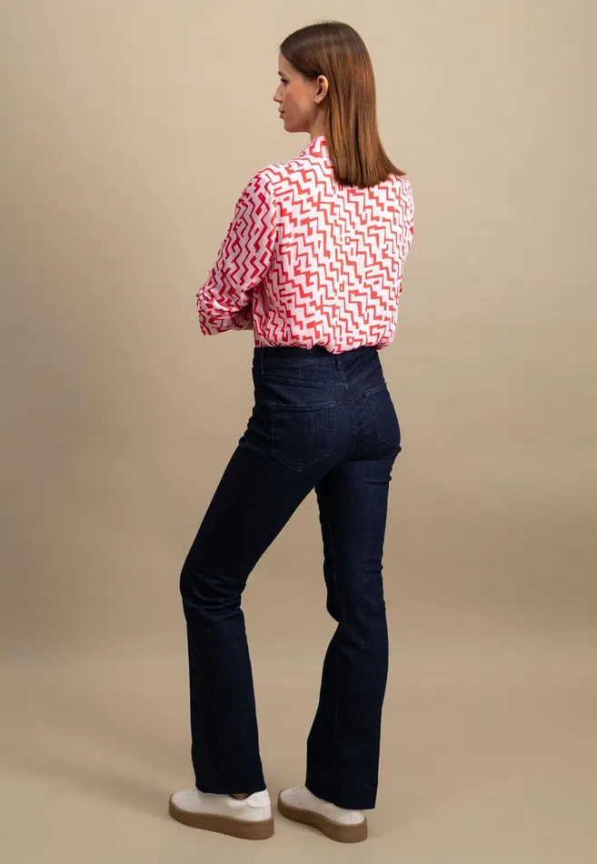 Blouses Women FYNCHHATTON Blouse With A Caps Collar And Pattern Sandsummer Red