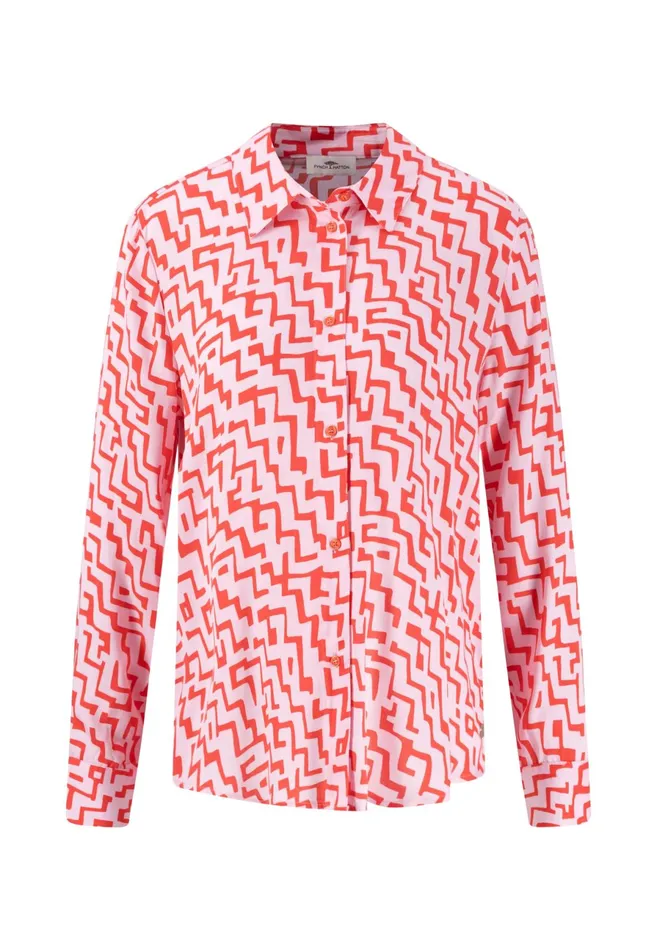 Blouses Women FYNCHHATTON Blouse With A Caps Collar And Pattern Sandsummer Red