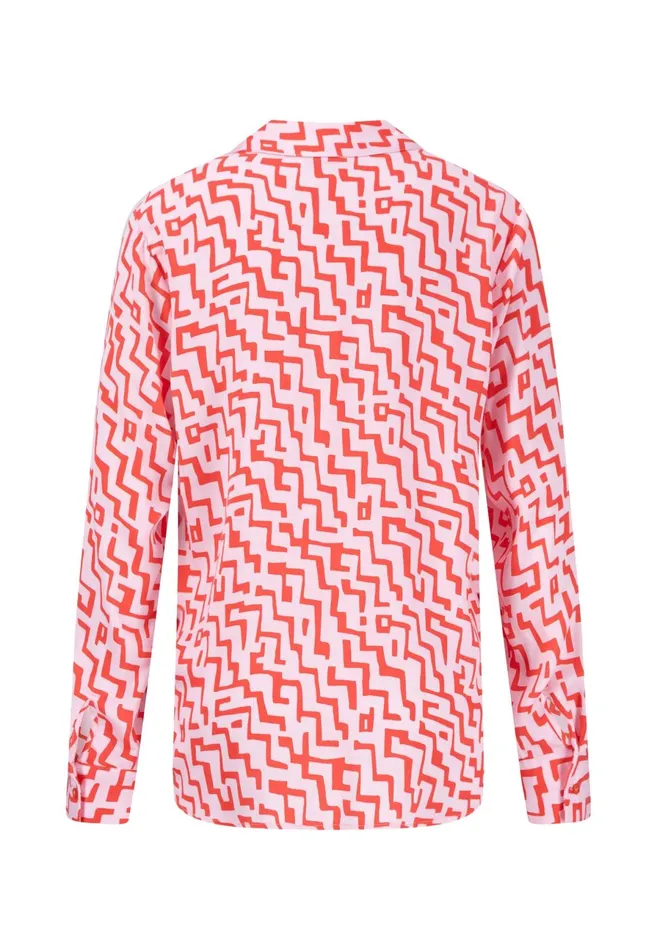 Blouses Women FYNCHHATTON Blouse With A Caps Collar And Pattern Sandsummer Red