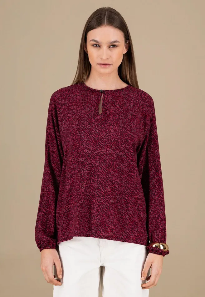 Blouses Women FYNCHHATTON Blouse With Subtle Dot Pattern Crimson Redblue Purpleash Blouses Women FYNCHHATTON Blouse With Subtle Dot Pattern Crimson Redblue Purpleash