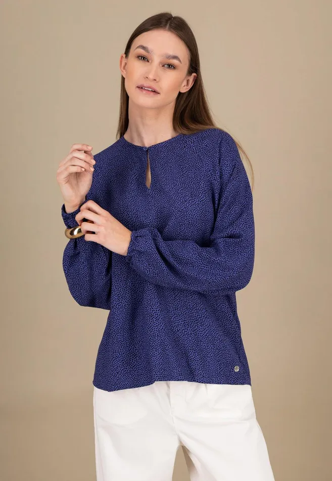 Blouses Women FYNCHHATTON Blouse With Subtle Dot Pattern Crimson Redblue Purpleash