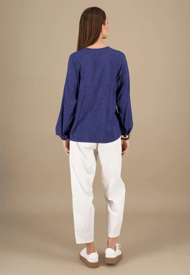 Blouses Women FYNCHHATTON Blouse With Subtle Dot Pattern Crimson Redblue Purpleash