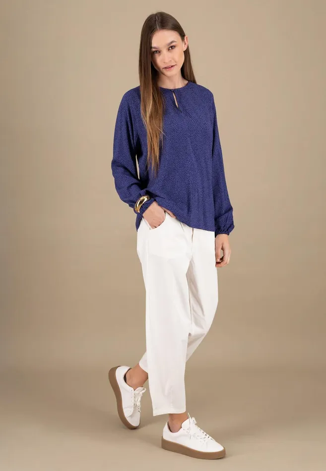 Blouses Women FYNCHHATTON Blouse With Subtle Dot Pattern Crimson Redblue Purpleash