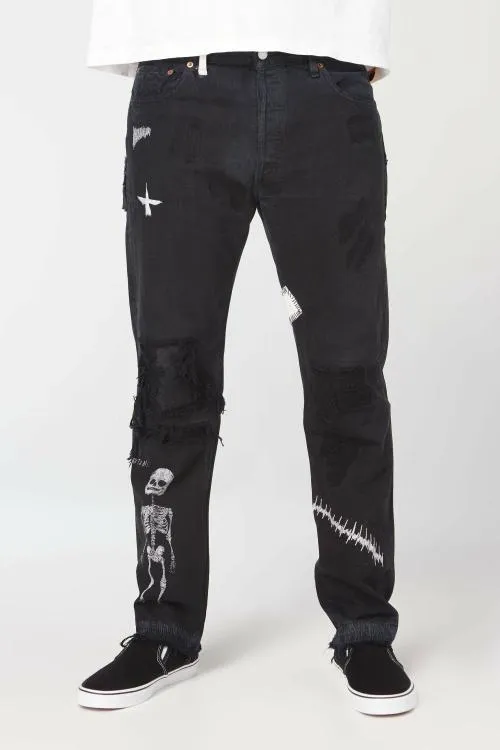 Bottoms WomenMen Gallery Dept FUCK FACE DENIM Black