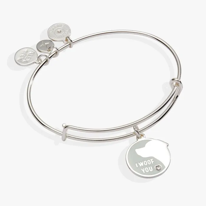 Bracelets Women Alex And Ani Dog 039I Woof You039 Bangle Silver