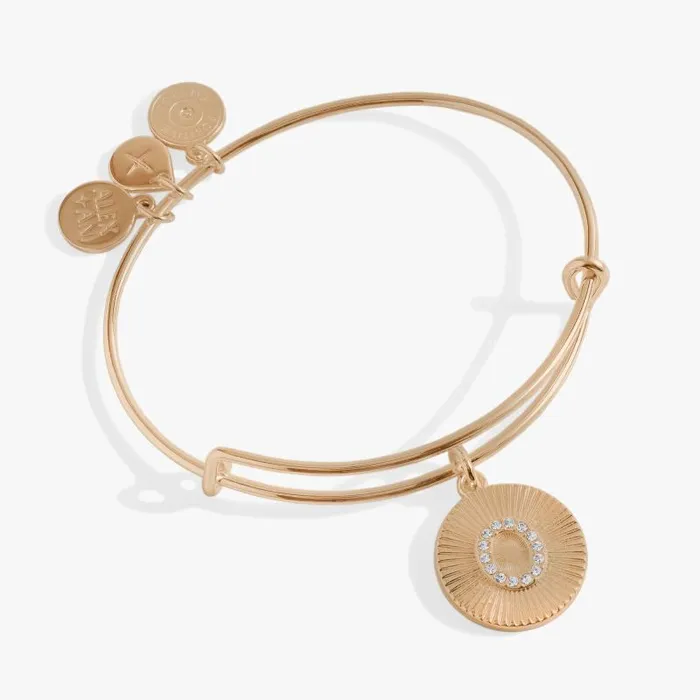 Bracelets Women Alex And Ani Initial O Pave Starburst Texture Bangle Gold