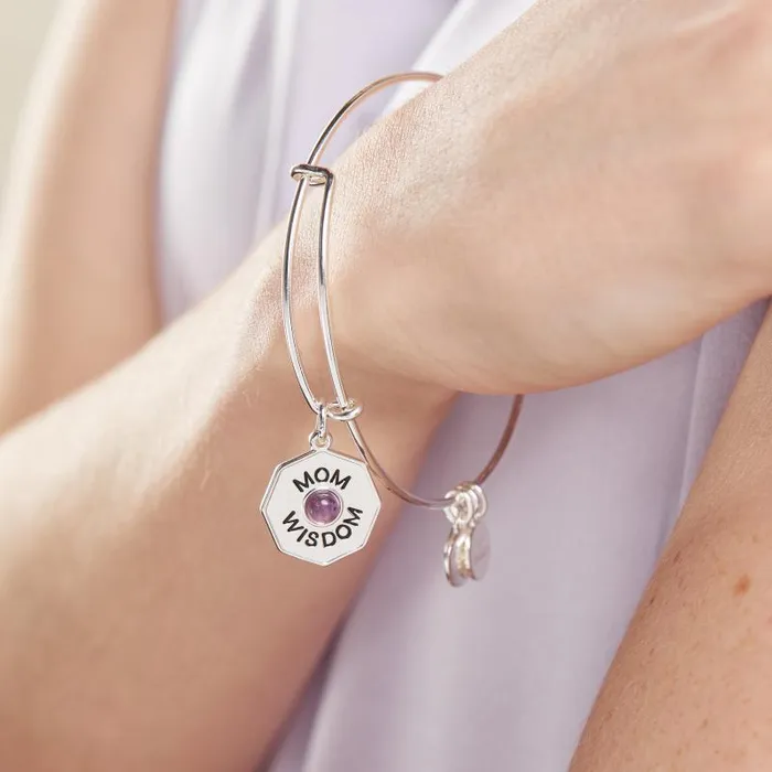 Bracelets Women Alex And Ani Mom Wisdom039 Amethyst Charm Bangle Bracelet Silver