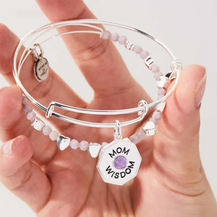 Bracelets Women Alex And Ani Mom Wisdom039 Amethyst Charm Bangle Bracelet Silver
