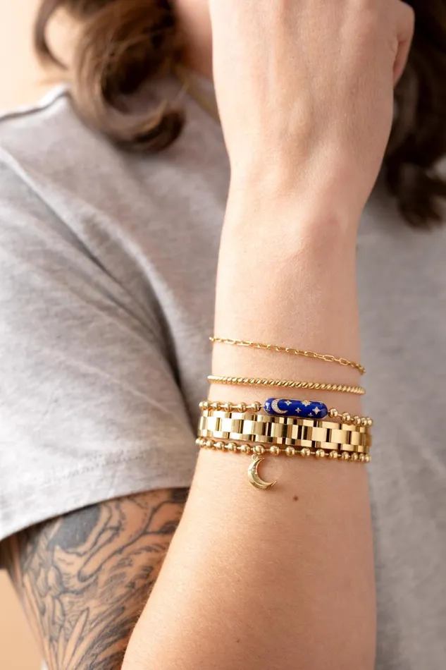 Bracelets Women Alex And Ani Moon Ball Chain Bracelet Stainless Steel Gold