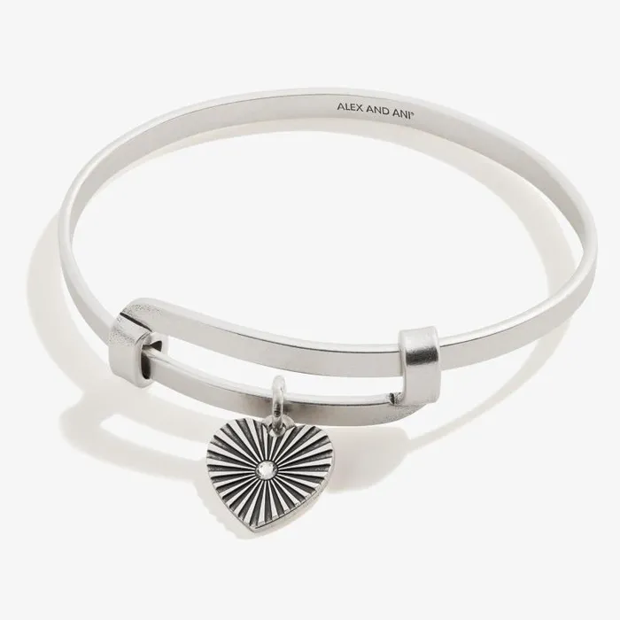 Bracelets Women Alex And Ani Motivation Heart Charm Bangle Rafaelian Silver