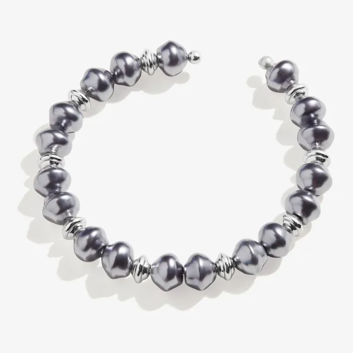 Bracelets Women Alex And Ani Sea Sultry Cuff Bracelet Gunmetal Gray Shiny Silver