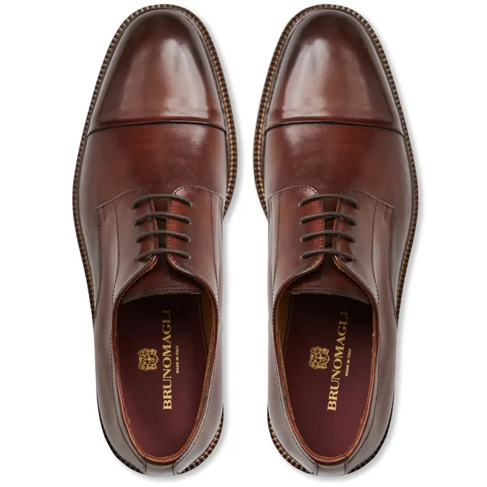 Bruno Magli Aydin Cap Toe Leather DerbyCognac Men Laceups and Oxfords