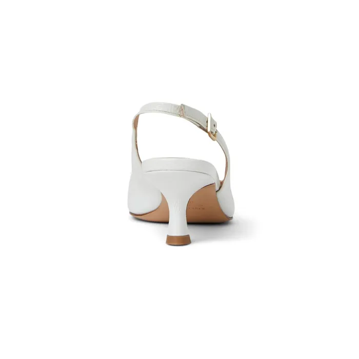 Bruno Magli FIONA Slingback Pump WHITE CRINKLED PATENT Women Evening
