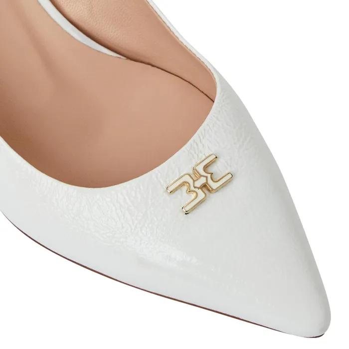 Bruno Magli FIONA Slingback Pump WHITE CRINKLED PATENT Women Evening