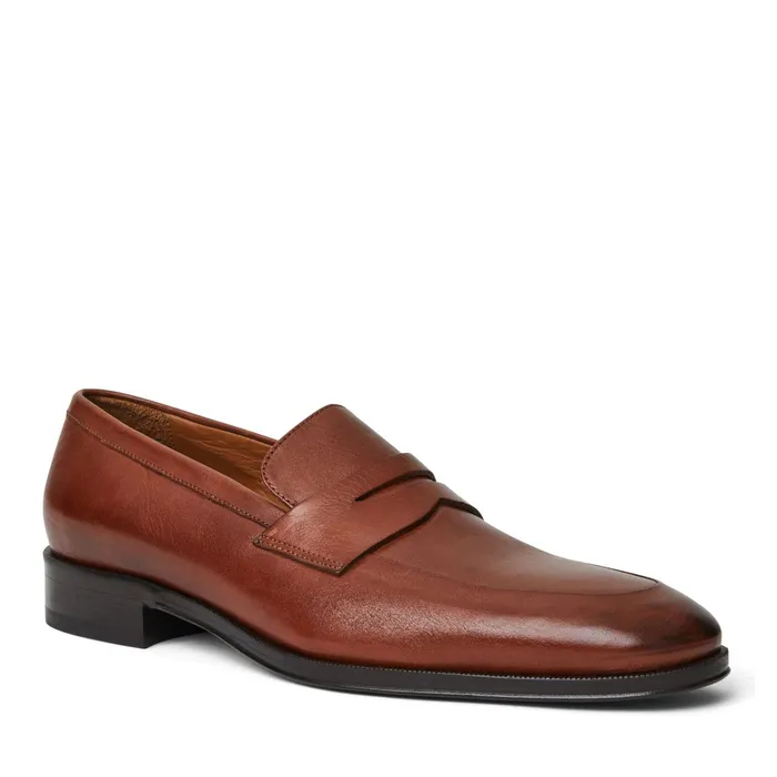 Bruno Magli Maioco Slip On Loafer Cognac Leather Men Dress Shoes