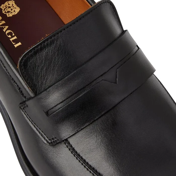 Bruno Magli Raging Leather Penny Loafer Black Men Dress Shoes