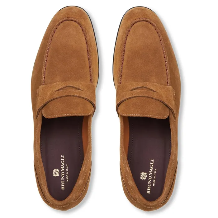 Bruno Magli Silas Suede Loafer 8211 Cognac Men Loafers and Slipons
