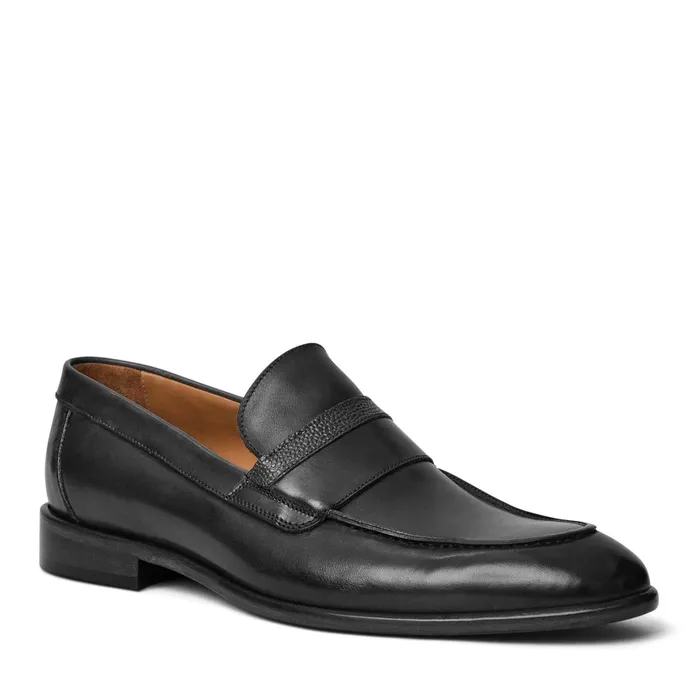 Bruno Magli Silvestro Embosssed Bit Loafer Black Leather Men Loafers and Slipons
