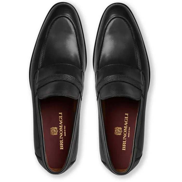 Bruno Magli Silvestro Embosssed Bit Loafer Black Leather Men Loafers and Slipons