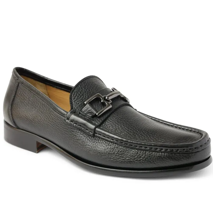 Bruno Magli Trieste Classic Leather Moccasin 8211 Black Cervo Men Dress Shoes
