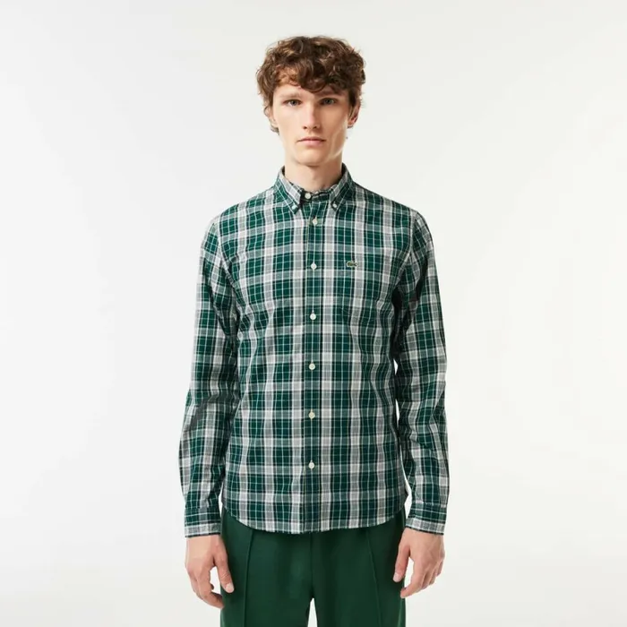 Button Down Shirts Men Lacoste Men039s Check Print Stretch Shirt Green Grey Ix9 Button Down Shirts Men Lacoste Men039s Check Print Stretch Shirt Green Grey Ix9