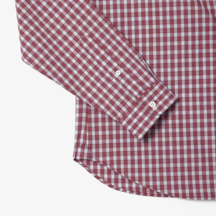 Button Down Shirts Men Lacoste Men039s Checked Poplin Shirt Bordeaux White Iny