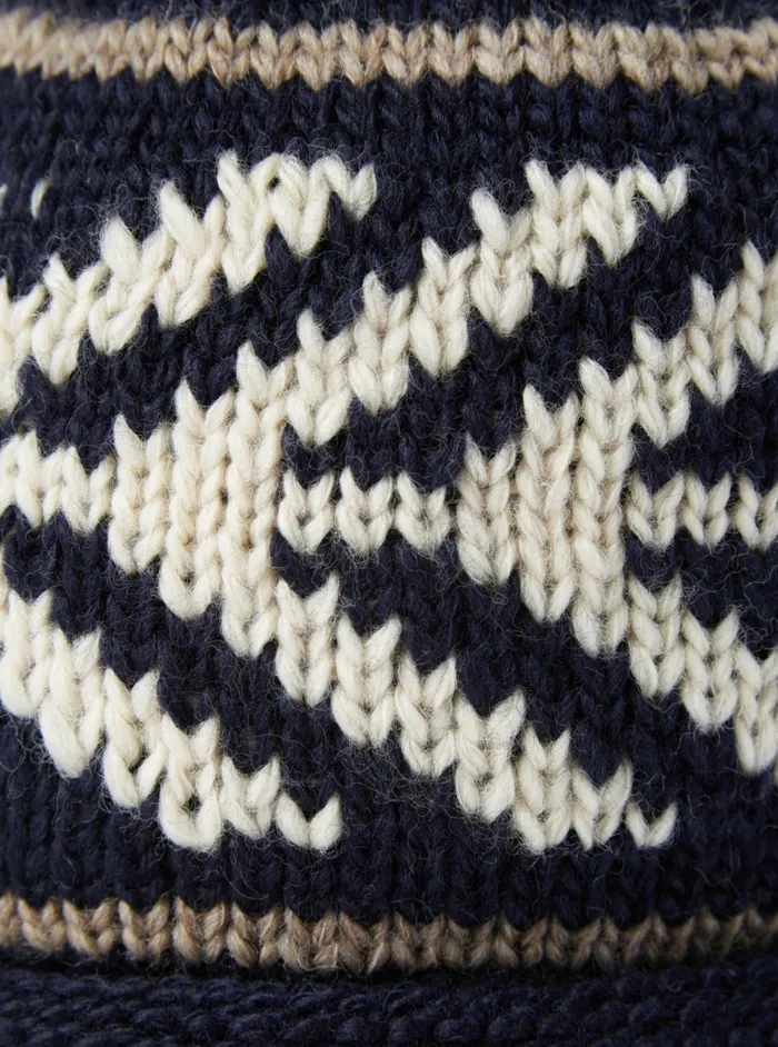 Cableami Watch Cap In Navy Wool Jacquard Men Universal Works Hats
