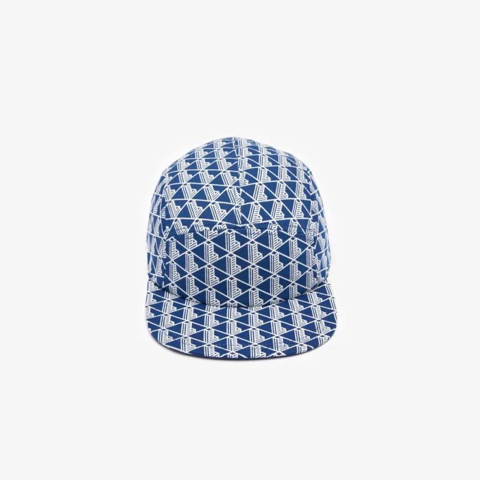 Caps and Hats MenWomen Lacoste Unisex Monogram Print Twill Jockey Cap Navy Blue White Qie
